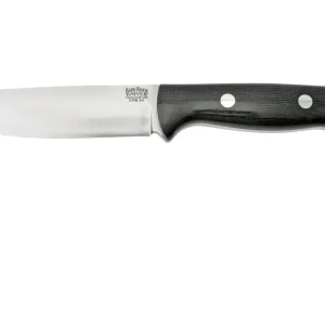 Uitverkoop Bark River Bravo 1.2 CPM 3V Rampless, Black Canvas Micarta, brown sheath