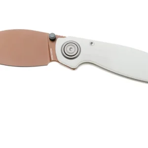 Flitsaanbieding Vosteed Shilin Cutter A2808 Copper Dune PVD 154CM, White G10, zakmes, Yue Dong design