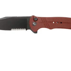 Beperkt Aanbod Civivi Cogent C20038E-2 Blackwashed Serrated Edge, Burgundy G10 zakmes