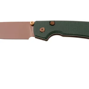 Betrouwbaar Vosteed Raccoon A2907 Copper Dune PVD 14C28N, Green Micarta, zakmes, Yue Dong design