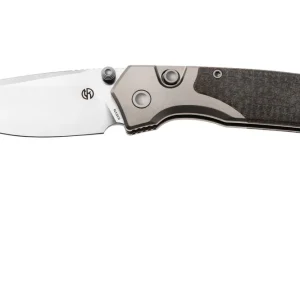Alleen Vandaag Vosteed Psyop 299 A2238 Satin S35VN, Brown Glow In The Dark Micarta & Titanium Bolsters, zakmes, Tuffknives design