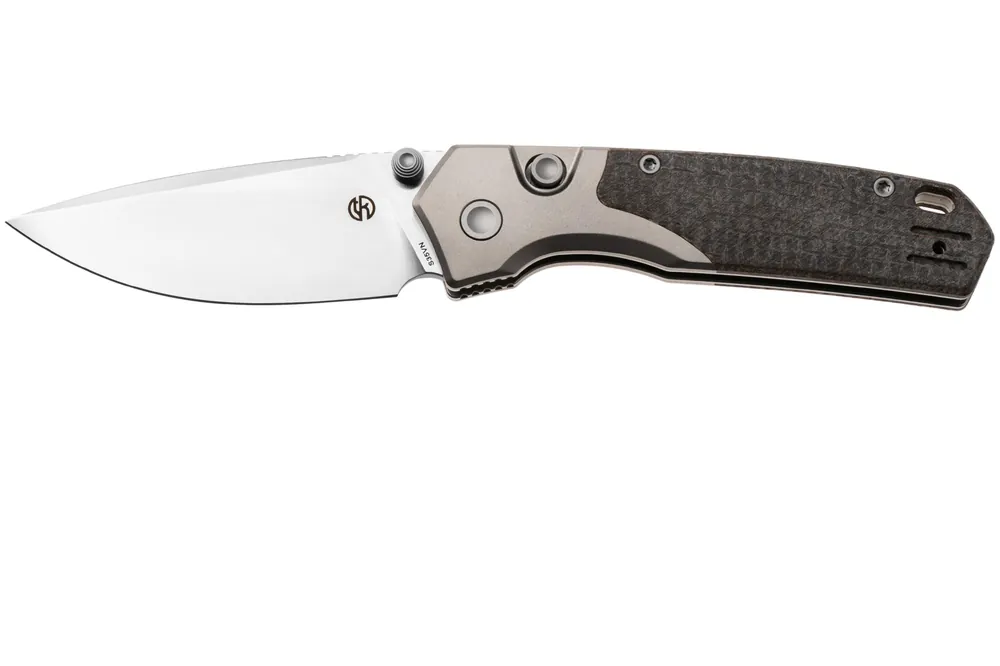 Alleen Vandaag Vosteed Psyop 299 A2238 Satin S35VN, Brown Glow In The Dark Micarta & Titanium Bolsters, zakmes, Tuffknives design