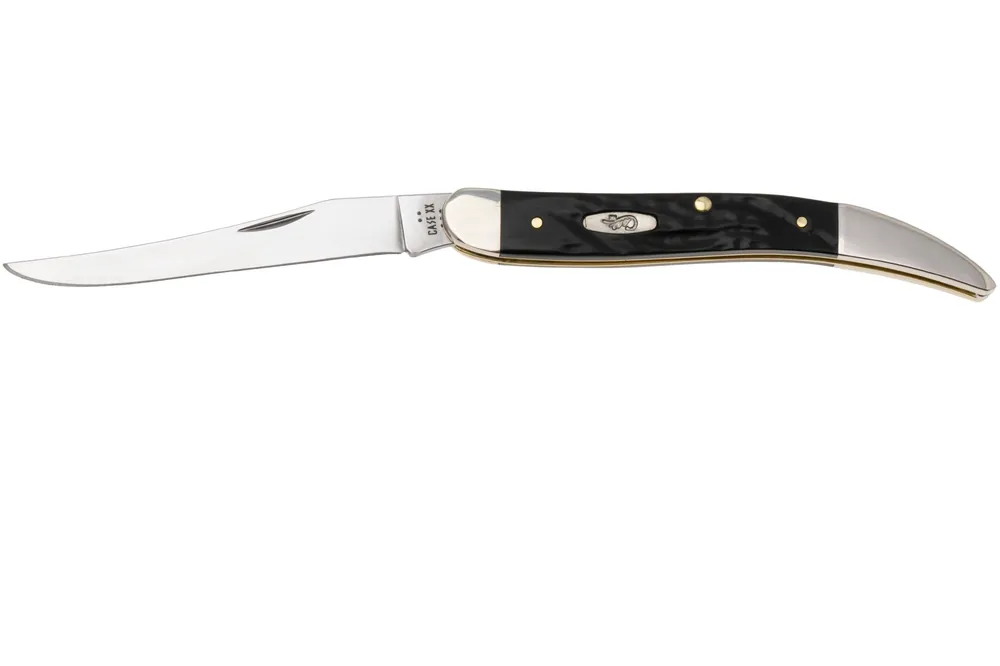 Case Medium Texas Toothpick Jigged Rough Black Synthetic, 18242, 610094 SS zakmes Bestel Nu