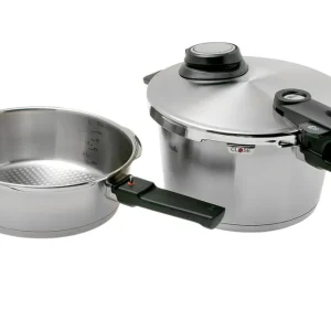 Exclusieve Aanbieding Fissler Vitavit Premium 622-412-11-070, 3-delige snelkookpanset met stoominzet, 4,5 L