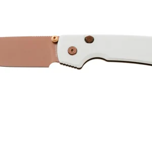 Vosteed Raccoon A2913 Copper Dune PVD 14C28N, White G10, zakmes, Yue Dong design Koop Vandaag