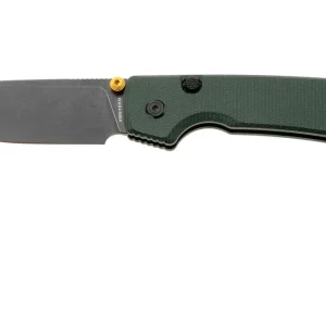 Aanbieding Vosteed Raccoon A2901 Blackwashed 14C28N, Green Micarta, zakmes, Yue Dong design