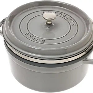 Speciale Aanbieding Staub braadpan - cocotte 26cm, 5,2L, grijs met stoominzet