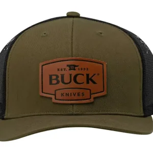 Bestseller Buck Logo Leather Patch Cap 89160, OD Green/Black, pet