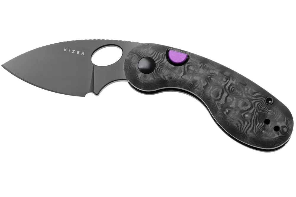 Direct Verzonden Kizer Microbe KI2742A3 Matte DLC Ultra M390, Dune FatCarbon, zakmes, Maksim Epifantsev design
