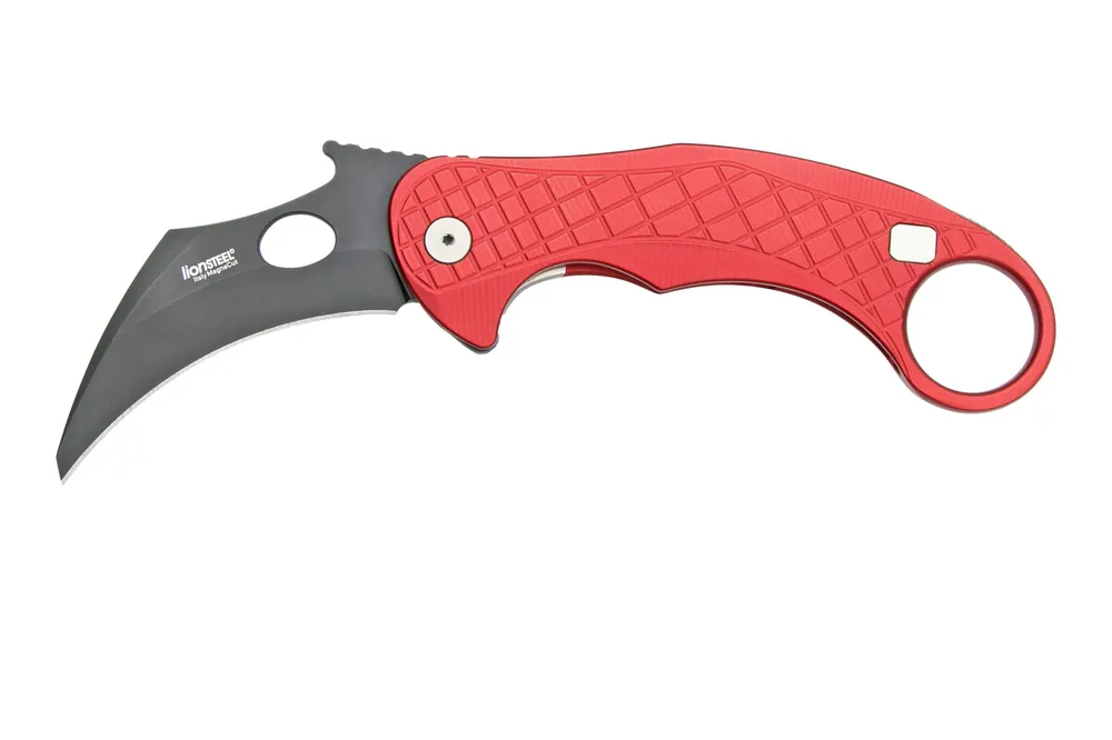 Populair LionSteel L.E.One LE1-A-RB MagnaCut, Black, Red Aluminium, Karambit zakmes
