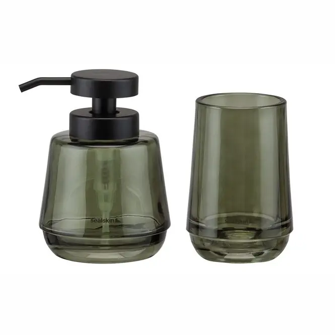 Alleen Vandaag Sealskin Mood Badkamerset - Zeepdispenser 380 ml - Tandenborstelbeker - Groen