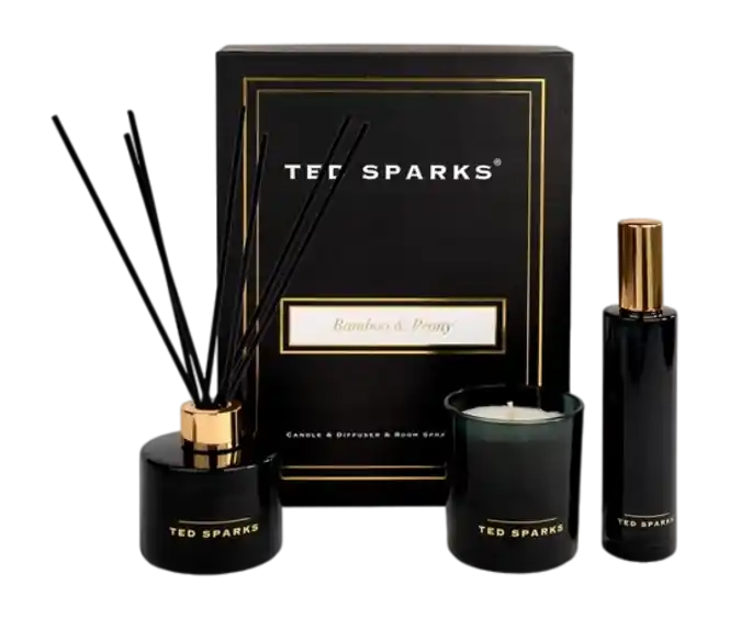 Direct Beschikbaar Ted Sparks Kaars, Geurstokjes & Roomspray Gift Set L - Bamboo & Peony