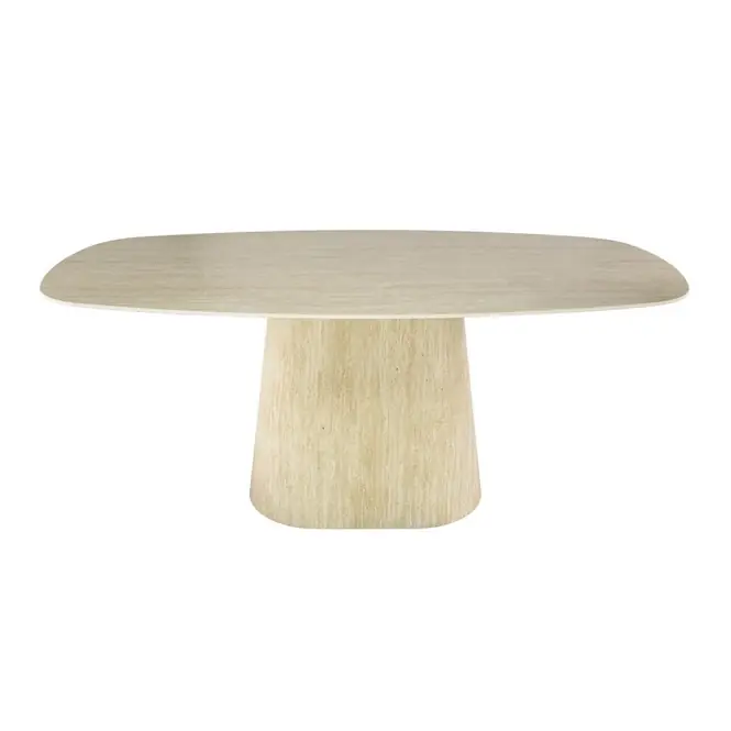 Fraaai - Giordano eettafel - deens ovaal - 180 cm - travertin look Dagaanbieding